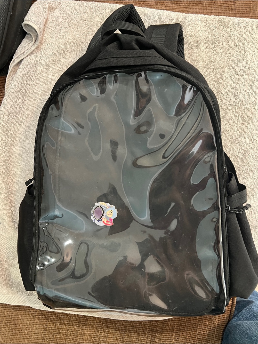 Black Clear Front Women’s Backpack with Transparent Panel